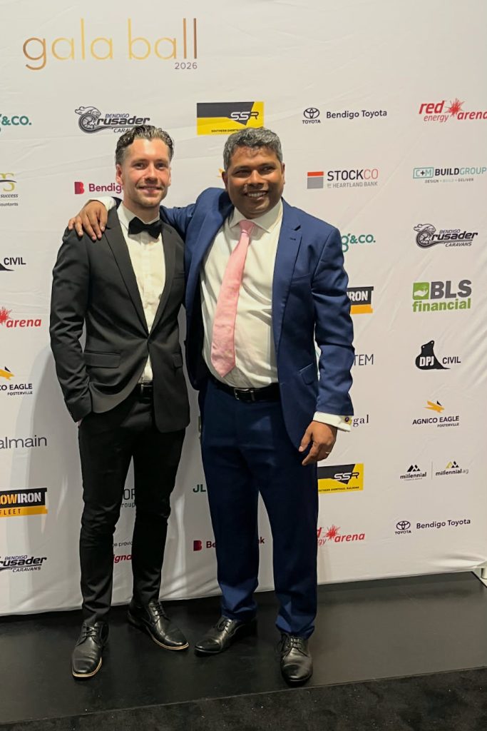 Ovee Bhuyan and Levi Moss at a Bendigo awards night